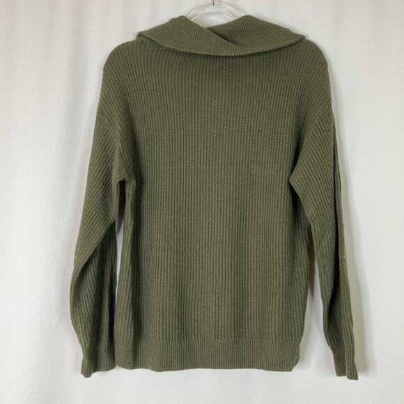 Talbots | Petite 1/4 Zip Pullover Sweater Olive Green Cotton Blend Womens LP - Picture 6 of 6
